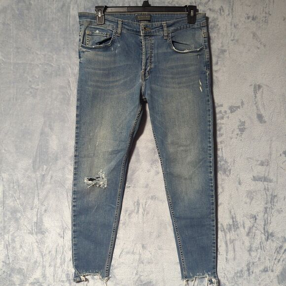 Zara Other - Zara Men's Jeans Size 36x28 Distressed Slim Light Wash Denim Taper Casual Pants